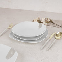Ensemble de vaisselle BerlingerHaus blanc crème - 18 pièces / 6 personnes - 6 assiettes à dîner, 6 assiettes à petit déjeuner et 6 assiettes creuses