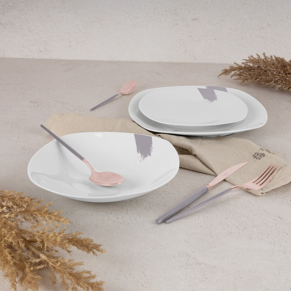 Ensemble de vaisselle BerlingerHaus Taupe - 18 pièces / 6 personnes - 6 assiettes à dîner, 6 assiettes à petit-déjeuner et 6 assiettes creuses