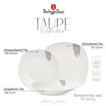 Ensemble de vaisselle BerlingerHaus Taupe - 18 pièces / 6 personnes - 6 assiettes à dîner, 6 assiettes à petit-déjeuner et 6 assiettes creuses