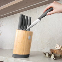 Bloc de couteaux BerlingerHaus Mat Anthracite Rond 6 pièces - Couteau de chef, Couteau à pain, Couteau Santoku, Couteau d'office & Éplucheur