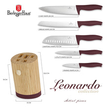 Bloc de couteaux BerlingerHaus mat bordeaux rond 6 pièces - Couteau de chef, Couteau à pain, Couteau Santoku, Couteau d'office & Éplucheur
