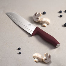 Bloc de couteaux BerlingerHaus mat bordeaux rond 6 pièces - Couteau de chef, Couteau à pain, Couteau Santoku, Couteau d'office & Éplucheur