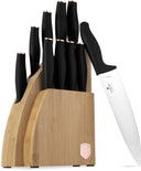Bloc de couteaux BerlingerHaus Noir Or Rose 10 pièces - Couteau de chef, Couteau à pain, Couteau Santoku, Couteau d'office, Éplucheur & 4 Couteaux à steak