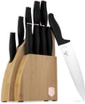 Bloc de couteaux BerlingerHaus Noir Or Rose 10 pièces - Couteau de chef, Couteau à pain, Couteau Santoku, Couteau d'office, Éplucheur & 4 Couteaux à steak