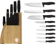 Bloc de couteaux BerlingerHaus Noir Or Rose 10 pièces - Couteau de chef, Couteau à pain, Couteau Santoku, Couteau d'office, Éplucheur & 4 Couteaux à steak