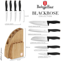 Bloc de couteaux BerlingerHaus Noir Or Rose 10 pièces - Couteau de chef, Couteau à pain, Couteau Santoku, Couteau d'office, Éplucheur & 4 Couteaux à steak
