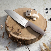 Ensemble de Couteaux avec Barre Magnétique en Bois d'Acacia BerlingerHaus Taupe - 6 pièces - Couteau de Chef, Couteau à Pain, Couteau Santoku, Couteau d'Office & Éplucheur