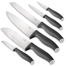 Ensemble de couteaux BerlingerHaus mat anthracite 6 pièces - Couteau de chef, Couteau à pain, Couteau Santoku, Couteau d'office, Éplucheur & Mini Santoku