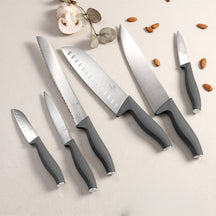 Ensemble de couteaux BerlingerHaus mat anthracite 6 pièces - Couteau de chef, Couteau à pain, Couteau Santoku, Couteau d'office, Éplucheur & Mini Santoku