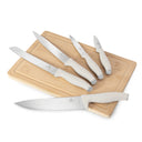 Ensemble de couteaux avec planche à découper BerlingerHaus mat crème 6 pièces - Couteau de chef, Couteau à pain, Couteau à viande, Couteau d'office & Éplucheur