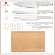 Ensemble de couteaux avec planche à découper BerlingerHaus mat crème 6 pièces - Couteau de chef, Couteau à pain, Couteau à viande, Couteau d'office & Éplucheur