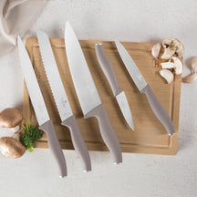 Ensemble de couteaux avec planche à découper BerlingerHaus taupe 6 pièces - Couteau de chef, couteau à pain, couteau à viande, couteau d'office & éplucheur