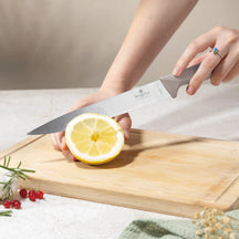 Ensemble de couteaux avec planche à découper BerlingerHaus taupe 6 pièces - Couteau de chef, couteau à pain, couteau à viande, couteau d'office & éplucheur