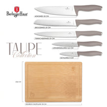 Ensemble de couteaux avec planche à découper BerlingerHaus taupe 6 pièces - Couteau de chef, couteau à pain, couteau à viande, couteau d'office & éplucheur