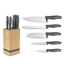 Bloc de couteaux BerlingerHaus mat anthracite 6 pièces - Couteau de chef, Couteau à pain, Couteau Santoku, Couteau d'office & Couteau à éplucher