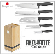 Bloc de couteaux BerlingerHaus mat anthracite 6 pièces - Couteau de chef, Couteau à pain, Couteau Santoku, Couteau d'office & Couteau à éplucher