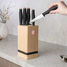 Bloc de couteaux BerlingerHaus Noir Or Rose 6 pièces - Couteau de chef, Couteau à pain, Couteau Santoku, Couteau d'office & Couteau éplucheur