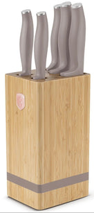 Bloc de couteaux BerlingerHaus Taupe 6 pièces - Couteau de chef, Couteau à pain, Couteau Santoku, Couteau d'office & Éplucheur