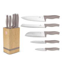 Bloc de couteaux BerlingerHaus Taupe 6 pièces - Couteau de chef, Couteau à pain, Couteau Santoku, Couteau d'office & Éplucheur