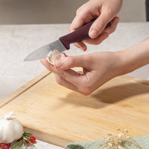 Bloc de couteaux BerlingerHaus Mat Bordeaux 10 pièces - Couteau de chef, Couteau à pain, Couteau Santoku, Couteau d'office, Éplucheur & 4 Couteaux à steak