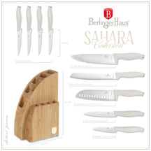 Bloc de couteaux BerlingerHaus Mat Crème 10 pièces - Couteau de chef, Couteau à pain, Couteau Santoku, Couteau d'office, Éplucheur & 4 Couteaux à steak