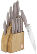 Bloc de couteaux BerlingerHaus Taupe 10 pièces - Couteau de chef, Couteau à pain, Couteau Santoku, Couteau d'office, Couteau éplucheur & 4 Couteaux à steak