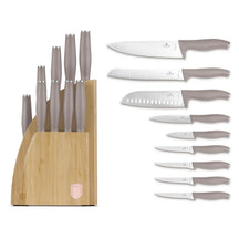 Bloc de couteaux BerlingerHaus Taupe 10 pièces - Couteau de chef, Couteau à pain, Couteau Santoku, Couteau d'office, Couteau éplucheur & 4 Couteaux à steak