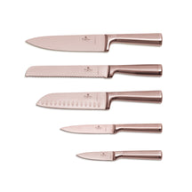 Bloc de couteaux BerlingerHaus Or Rose 6 pièces - Couteau de chef, Couteau à pain, Couteau Santoku, Couteau d'office & Éplucheur