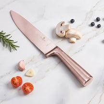 Bloc de couteaux BerlingerHaus Or Rose 6 pièces - Couteau de chef, Couteau à pain, Couteau Santoku, Couteau d'office & Éplucheur