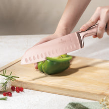 Bloc de couteaux BerlingerHaus Or Rose 6 pièces - Couteau de chef, Couteau à pain, Couteau Santoku, Couteau d'office & Éplucheur