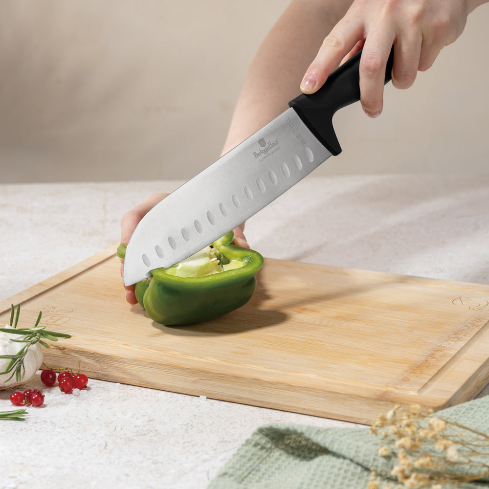 Bloc de Couteaux avec Ensemble d'Ustensiles de Cuisine & Planche à Découper BerlingerHaus Noir Or Rose - 12 pièces