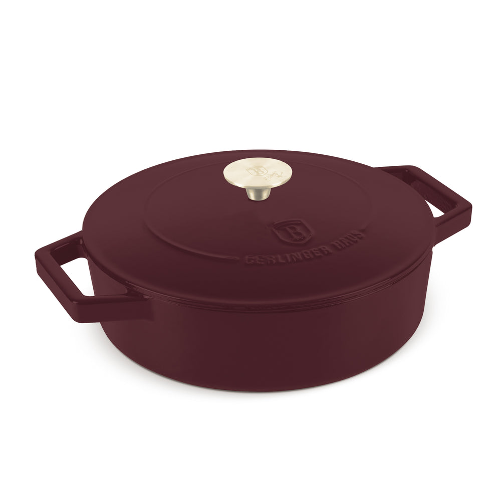 Sauteuse en fonte BerlingerHaus Bordeaux Mat ø 26 cm - adapté à toutes les sources de chaleur - revêtement antiadhésif émaillé
