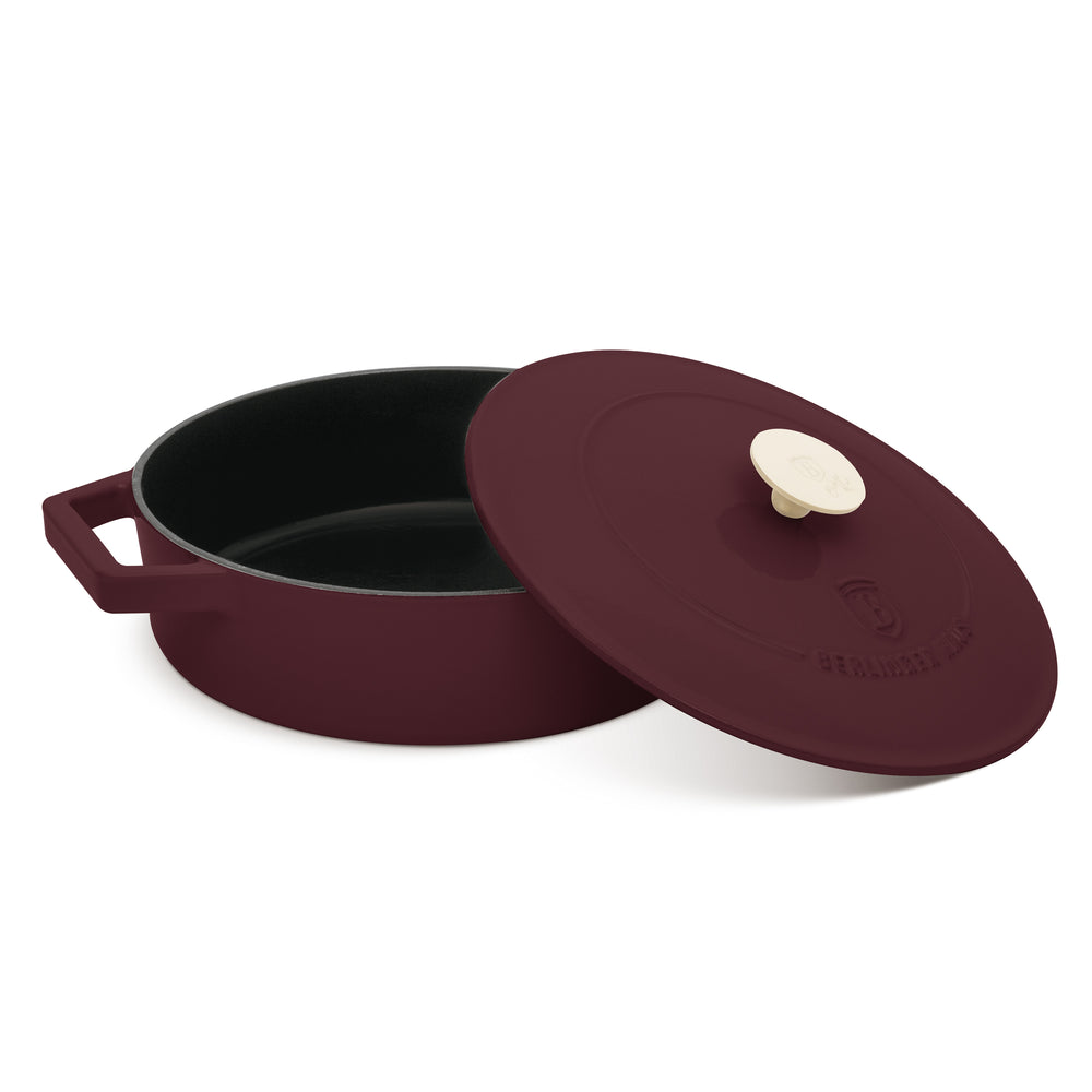 Sauteuse en fonte BerlingerHaus Bordeaux Mat ø 26 cm - adapté à toutes les sources de chaleur - revêtement antiadhésif émaillé