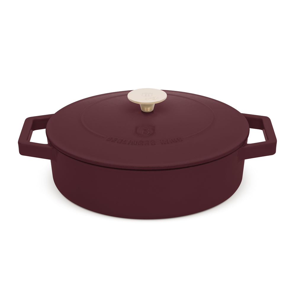 Sauteuse en fonte BerlingerHaus Bordeaux Mat ø 26 cm - adapté à toutes les sources de chaleur - revêtement antiadhésif émaillé