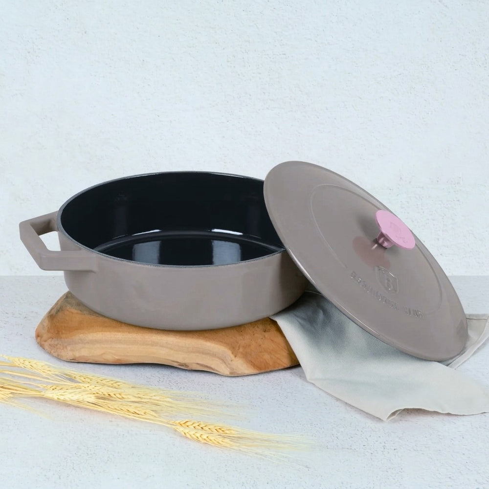 Sauteuse en fonte BerlingerHaus Taupe ø 26 cm - compatible avec toutes les sources de chaleur - revêtement antiadhésif émaillé