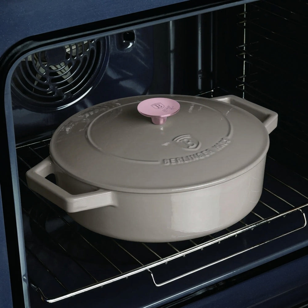 Sauteuse en fonte BerlingerHaus Taupe ø 26 cm - compatible avec toutes les sources de chaleur - revêtement antiadhésif émaillé