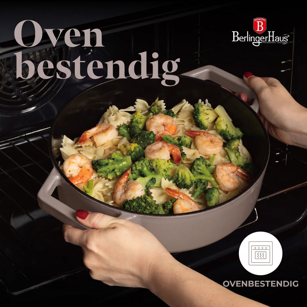 Sauteuse en fonte BerlingerHaus Taupe ø 26 cm - compatible avec toutes les sources de chaleur - revêtement antiadhésif émaillé