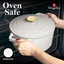 Cocotte BerlingerHaus Mat Crème - Fonte - ø 24 cm - compatible avec toutes les sources de chaleur - revêtement antiadhésif émaillé