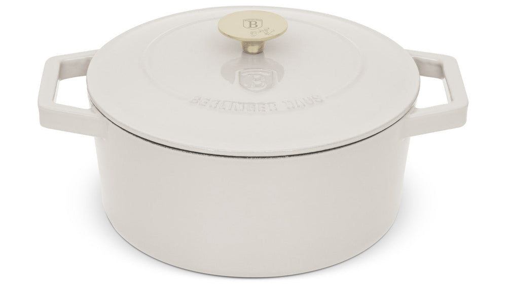 Cocotte BerlingerHaus Mat Crème - Fonte - ø 24 cm - compatible avec toutes les sources de chaleur - revêtement antiadhésif émaillé