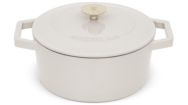 Cocotte BerlingerHaus Mat Crème - Fonte - ø 24 cm - compatible avec toutes les sources de chaleur - revêtement antiadhésif émaillé