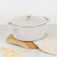 Cocotte BerlingerHaus Mat Crème - Fonte - ø 24 cm - compatible avec toutes les sources de chaleur - revêtement antiadhésif émaillé