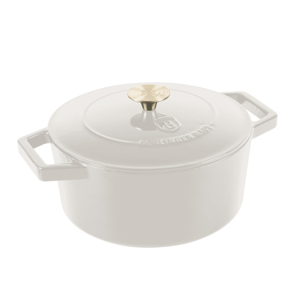 Cocotte BerlingerHaus Mat Crème - Fonte - ø 24 cm - compatible avec toutes les sources de chaleur - revêtement antiadhésif émaillé