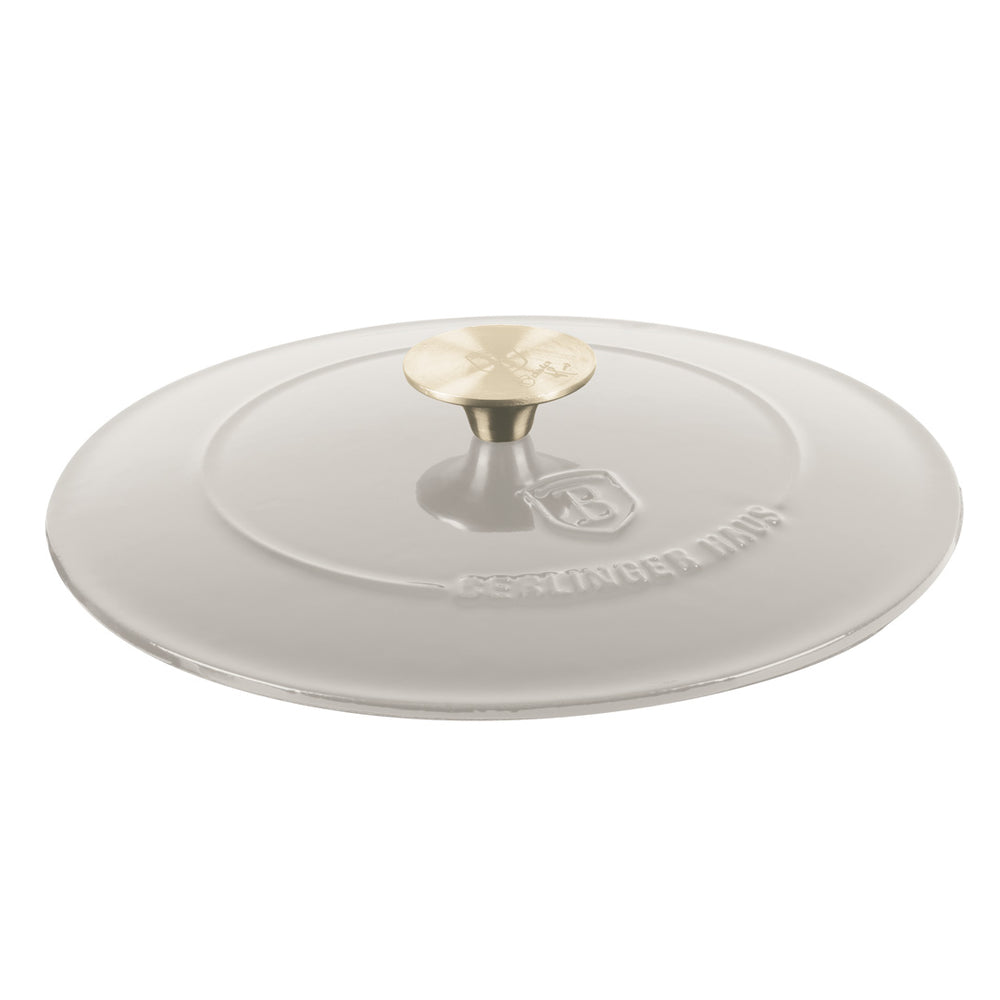 Cocotte BerlingerHaus Mat Crème - Fonte - ø 24 cm - compatible avec toutes les sources de chaleur - revêtement antiadhésif émaillé