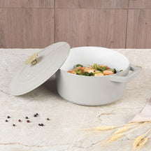 Cocotte BerlingerHaus Mat Crème - Fonte - ø 24 cm - compatible avec toutes les sources de chaleur - revêtement antiadhésif émaillé