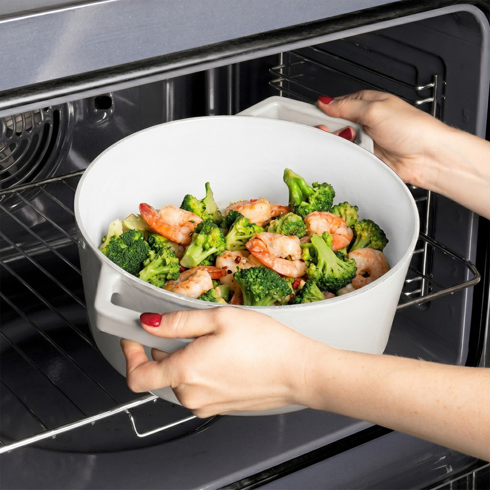 Cocotte BerlingerHaus Mat Crème - Fonte - ø 24 cm - compatible avec toutes les sources de chaleur - revêtement antiadhésif émaillé