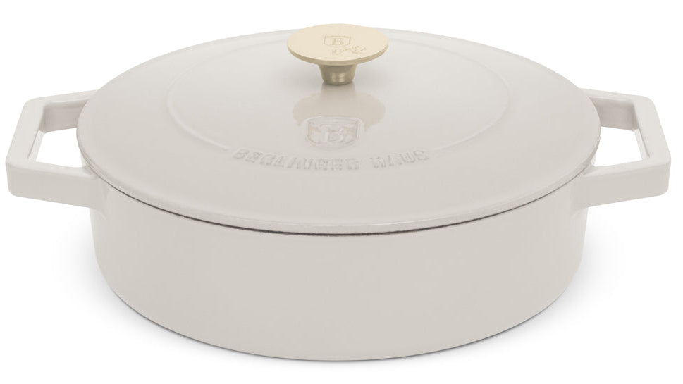 Sauteuse en fonte BerlingerHaus mat crème ø 26 cm - adapté à toutes les sources de chaleur - revêtement antiadhésif émaillé
