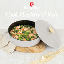 Sauteuse en fonte BerlingerHaus mat crème ø 26 cm - adapté à toutes les sources de chaleur - revêtement antiadhésif émaillé