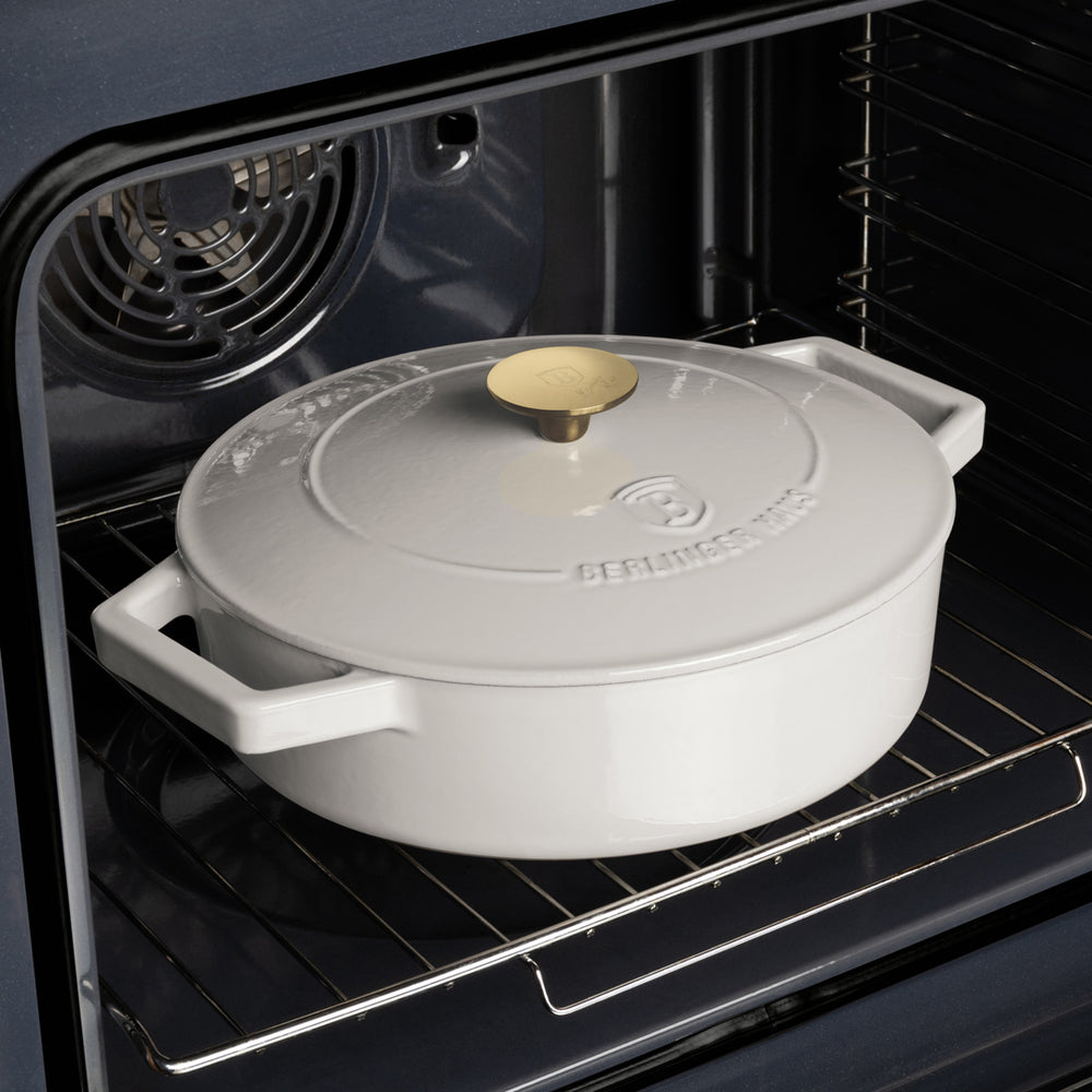 Sauteuse en fonte BerlingerHaus mat crème ø 26 cm - adapté à toutes les sources de chaleur - revêtement antiadhésif émaillé