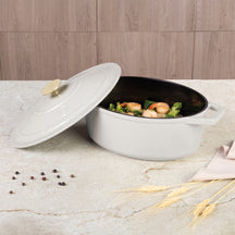 Cocotte en fonte BerlingerHaus Mat Crème Ovale 30 x 22 cm - adapté à toutes les sources de chaleur - revêtement émaillé antiadhésif