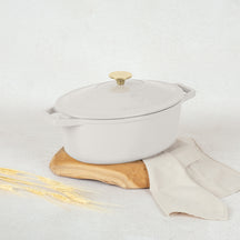 Cocotte en fonte BerlingerHaus Mat Crème Ovale 30 x 22 cm - adapté à toutes les sources de chaleur - revêtement émaillé antiadhésif
